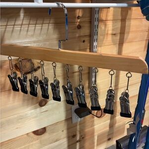 Natural Wood Hanger with Metal Clips